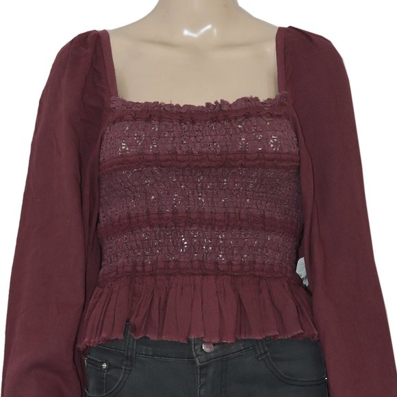 Free People FP One Rory Top Plum Jam Square Neck New XS - Picture 4 of 7
